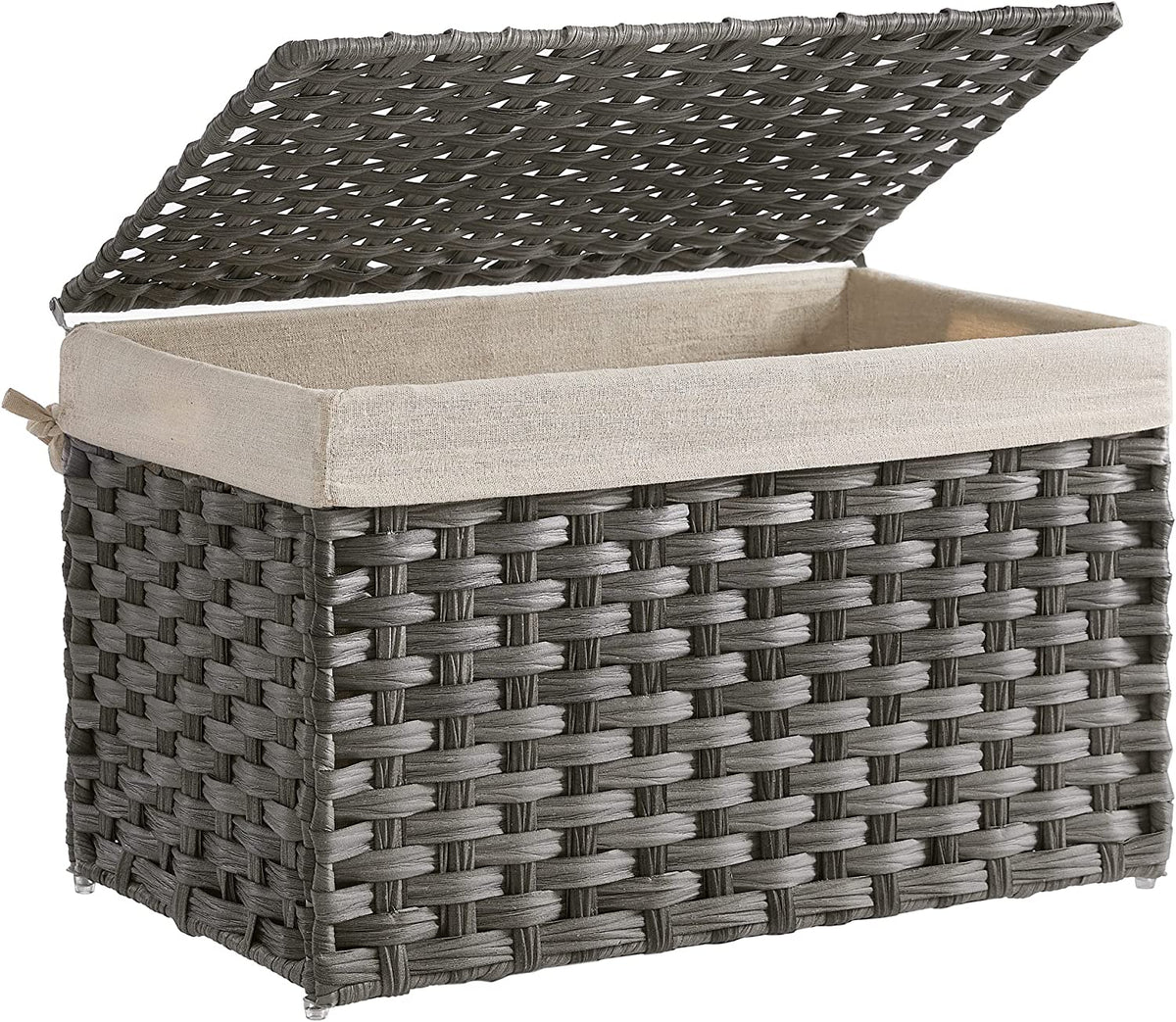 Cesto de Almacenamiento de Estilo Ratán de 65L, con Asas, forro lavable y Tapa, Rectangular, Vista general. RST56WG. SONGMICS