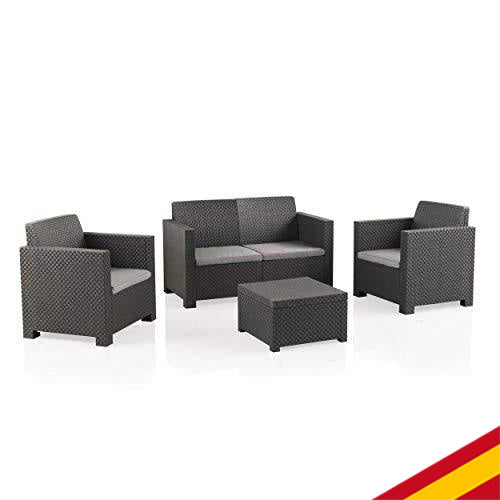 Conjunto Muebles Sofá 2 Plazas + 2 Sillones EVO color Antracita. Hecho en España. Shaf