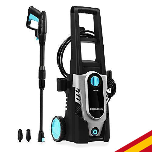 Hidrolimpiadora HidroBoost 1400 w EasyMove de Cecotec hecho en España. Compacta, potente y portátil. Ruedas y asa alta. Caudal máx 408 l/h. 105 bares máx. Boquilla turbo y boquilla ajustable. | maxjardin