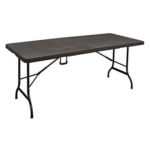Mesa Plegable Multifuncional Imitación Madera, 180 x 75 x 74 cm, Marrón, Wood 180. KG Kitgarden