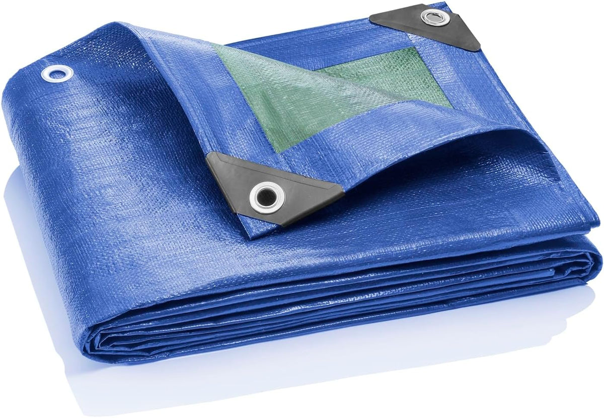 Lona de protección Universal azul/verde 3 x 6 m 90 g/m2 Funda protectora impermeable. GardenMate