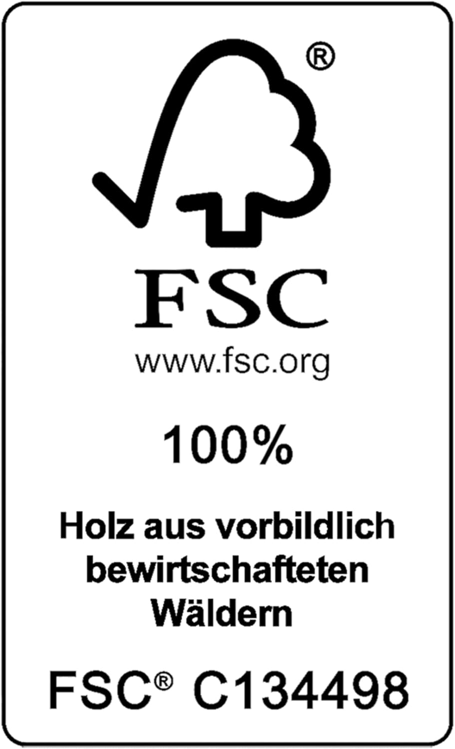 Etiqueta de certificación de madera de acacia sostenible FSC