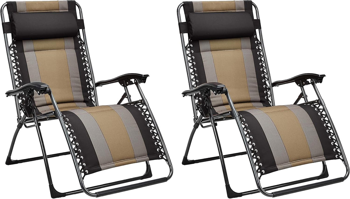 Pack de 2 Tumbonas acolchadas GRAVEDAD CERO para patio o terraza con posavasos. Silla Basics acolchada. Amazon
