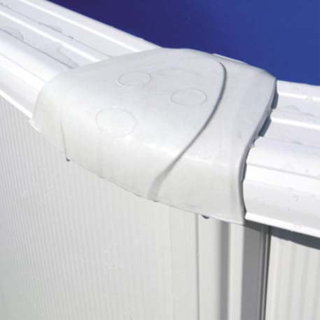 Detalle punto de unión de estructura de la Piscina Elevada Ovalada Bora Bora, Acero Blanco, 610 x 375 x 120 cm 【30.000 litros】 Gre KITPROV613