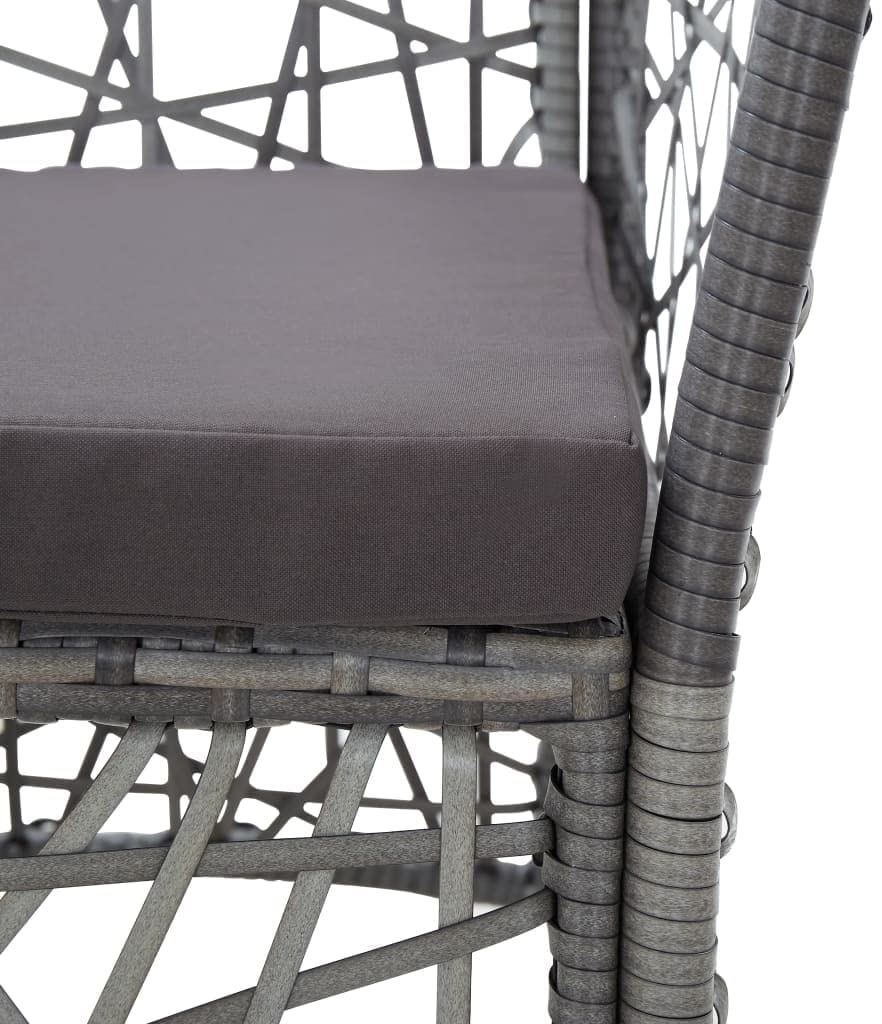 1 Sillón moderno de Jardín en Ratán Sintético Cojín Negro Gris Patio. vidaXL. Detalle
