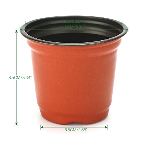 Macetas de plástico de 100 para Plantas, Flores y para Sembrar, 10 cm de Diámetro, Jardinería