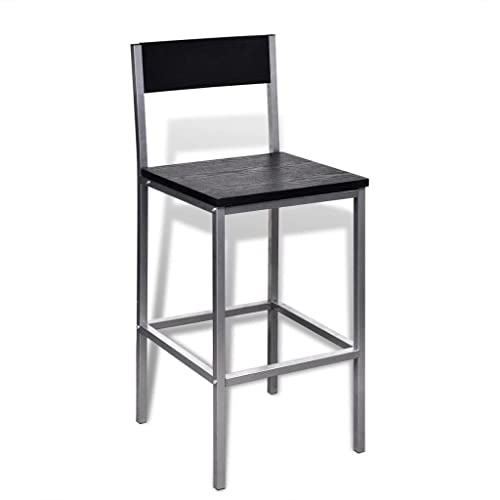 Vista general del taburete del conjunto de Mesa Alta y 2 Taburetes para Desayuno tipo Bar para patio, terraza o Cocina. VidaXL