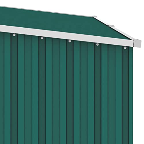 Caseta Cobertizo con leñero para Patio o Jardín para Almacenamiento de Leña, Herramientas o aperos para el huerto. Acero Galvanizado Color Verde. VidaXL