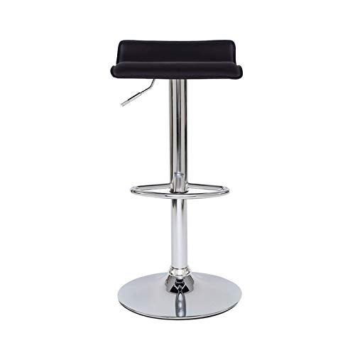 Vista frontal de Juego de 2 taburetes de Bar en Piel sintética, giratorios 360°, Altura Regulable, Color Negro, Modelo 4. BC00875. Dibea