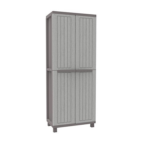 Terry, Jwood 368, Armario Alto 2 Puertas con 1 Estantería Interna y 4 Estantes, Gris, 68x37,5x170 cm | maxjardin