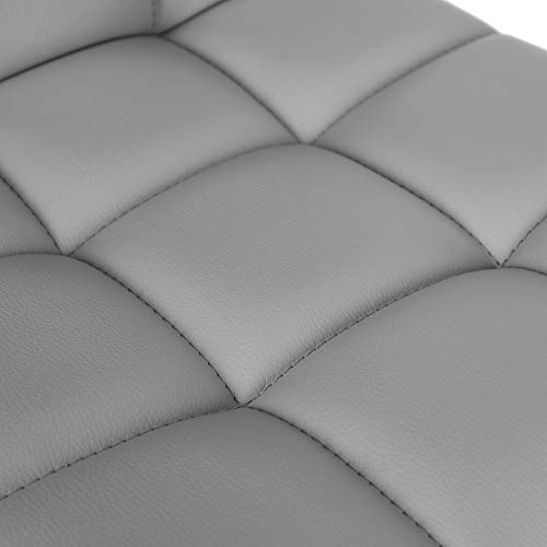 2 Taburetes gris altos de cocina con respaldo y Reposapiés, Regulables en Altura en Piel Sintética, Giratorio 360°, Acero Cromado. Detalle acolchado del asiento. LJB64GYZ. SONGMICS