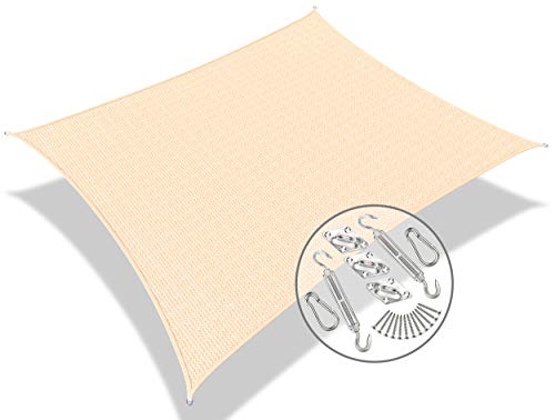 Toldo Vela 2,5 x 3 m, con Kits de Montaje, Protección UV y HDPE Transpirable, Beige. VOUNOT