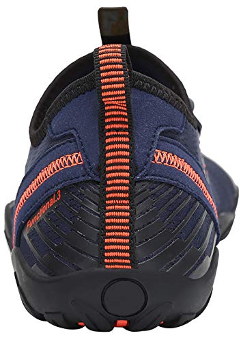 Vista posterior del Calzado de verano, playa, baño, secado rápido, para nadar, Mesh Slip on para hombre y mujer, color Azul, talla 44 EU. SAGUARO