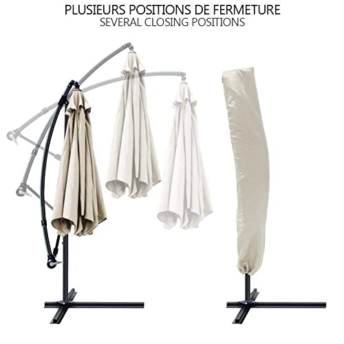 Plegado y enfundado de la Sombrilla Parasol Excéntrico 300 cm, de Jardín con Manivela y Funda Protectora, Protección UV, Beige. VOUNOT