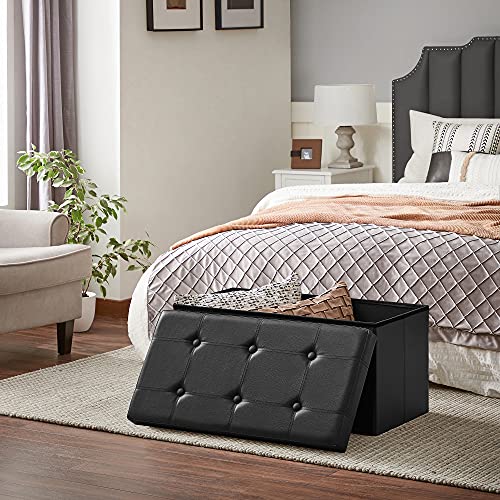 Taburete a los pies de la cama con almacenaje para ropa de cama o zapatero de 80 litros de capacidad. LSF105 de Songmic