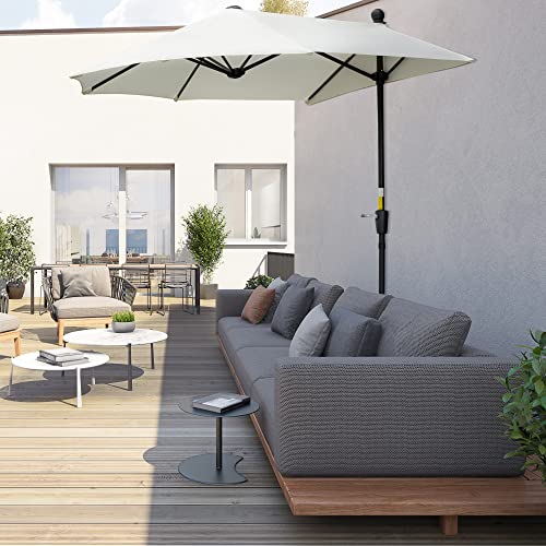 Bonita terraza con el Parasol de Pared de terraza o Jardín 200x190x240 cm con Manivela Poste de Acero y Base Cruzada con Protección Solar. Outsunny