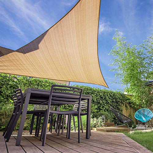 Vela de sombra Triangular 2x2x2 m, Transpirable, Resistente y Protección 95% UV, Arena. Haikus