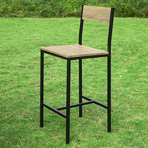 Vista de taburete en jardín de Juego de 3 Piezas con 2 Taburetes y 1 Mesa Estilo Industrial con 3 estantes para cocina, ES. OGT16-N. SoBuy