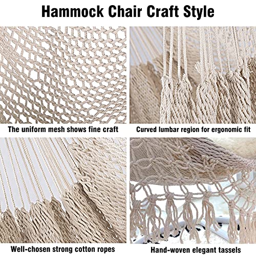 Detalles de la Silla Colgante supergrande de Tejido de Cuerda de algodón Hilado Suave, Barra separadora de Madera Dura Silla Ancha de Encaje giratoria para el Aire Libre. Chihee