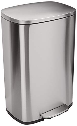 Vista general de Cubo 50 litros Nickel Satinado para Separar y Reciclar Resíduos. Amazon Basics