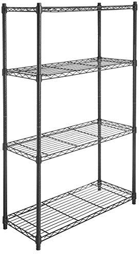 Vista general de Estantería de 4 baldas con ruedas - Negro. Amazon Basics | maxjardin