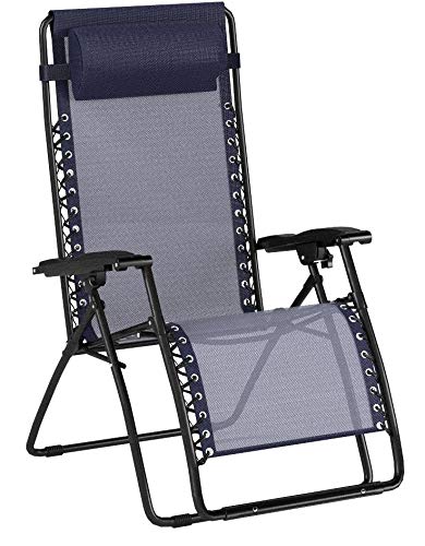 Vista general de la Silla acolchada GRAVEDAD CERO para jardín o balcón, Tumbona Basics muy cómoda Azul. Amazon