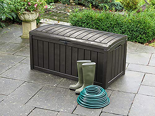 Arcón para terraza y porche Glenwood, Capacidad 390 litros, Color marrón. Keter | maxjardin