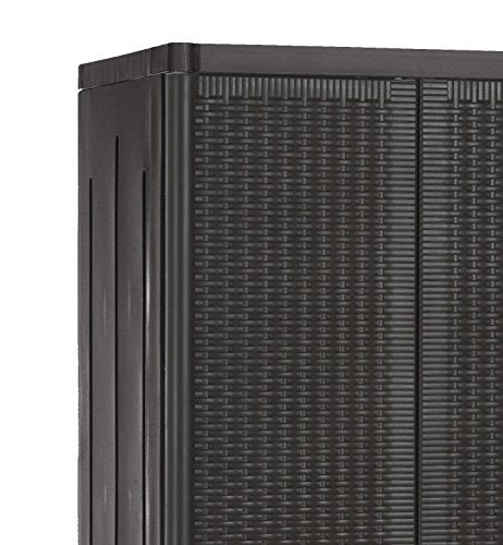Detalle del rattán del Armario de Resina negra de 4 estantes y 2 puertas 4B Ratan 65X45X172C