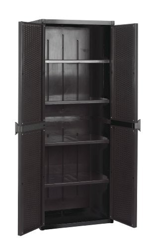Puertas abiertas del Armario de Resina negra de 4 estantes y 2 puertas 4B Ratan 65X45X172C