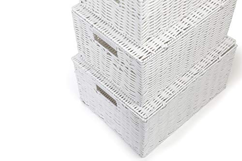 Detalle del Juego de 3 Cestas de almacenaje de Resina con Tapa y candado, Blanco, Grande, median y pequeña. Large, Medium, Small. Cajas ARPAN