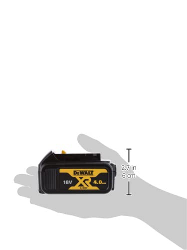 Comparación de tamaño de batería para máquinas DeWalt de 4 ah con mano humana