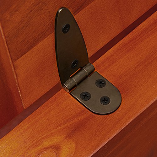 Baúl de interior de Madera de Acacia rústico con asa de Metal y apertura de pistón de Gas. Detalle de bisagra. Deuba