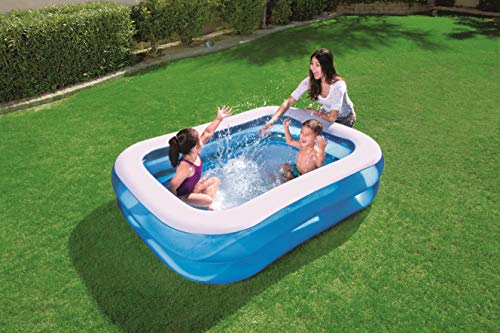 Piscina Hinchable Infantil Blue Rectangular 201x150x51 cm. Vista en jardín. 54005 - Bestway