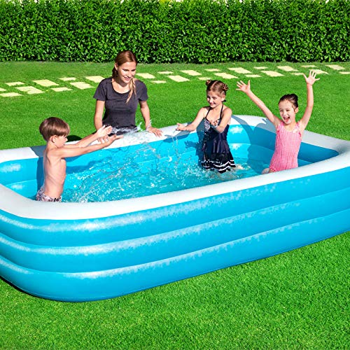 Piscina Hinchable Infantil Rectangular 305x183x56 cm. Ambiente en jardín. 54009 - BESTWAY