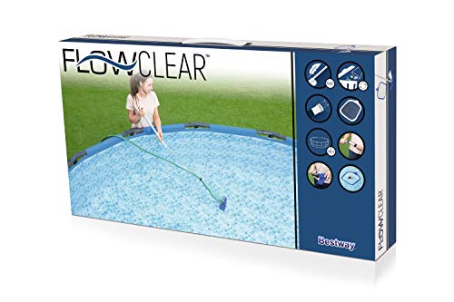 Packaging del Kit de Limpieza de Piscinas, aspirador, Recogehojas y Pértiga 174 cm. 58013. Bestway