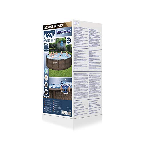 Piscina Steel Deluxe de 13.000 litros, 427 x 107 cm, Bomba de Filtro Skimatic 58462 (2.574 l/H) - detalle - packaging