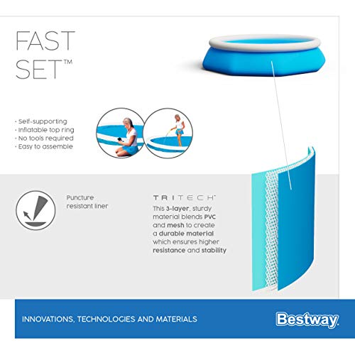 Detalle del tejido Tritech de Piscina inflable Desmontable Autoportante con válvula de drenaje, 244x66 cm 【2.300 litros】FastSet Pool. Bestway