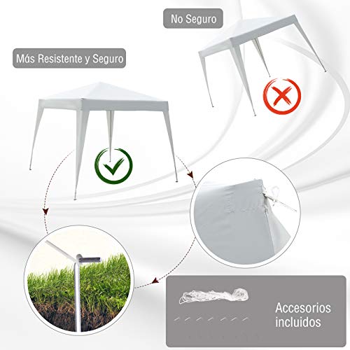 Carpa Plegable 3x3m de Acero y Cubierta de Tela Oxford Blanco. Características de seguridad.. Outsunn
