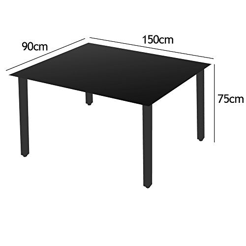 Conjunto de 1 Mesa y 6 sillas de Aluminio de Patio terraza o balcón, Respaldo reclinable. Medidas de mesa. Bern. Casaria
