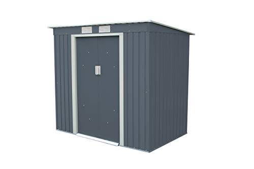Caseta Metálica Buckingham 2,43 m² Exterior 121x201x176 cm Acero Galvanizado Gris Antracita. GARDIUN KIS12999