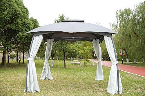 Cenador Elegante de Acero con Mosquitera de 4 Cremalleras 3X3 m. Vista en jardín frontal. Angel Living | maxjardin