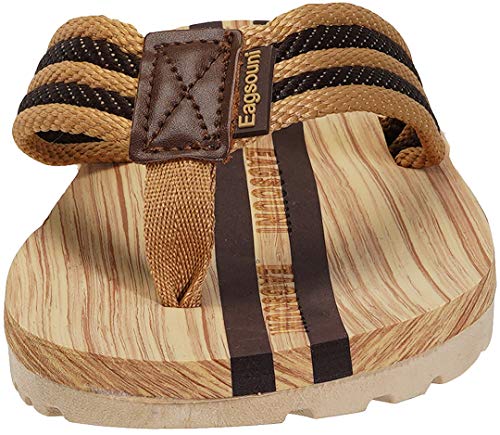 Chanclas de Playa y Piscina de Dedo Hombre o Mujer para Verano Antideslizantes y Cómodos color Marrón, 44 EU. Vista frontal. Eagsouni