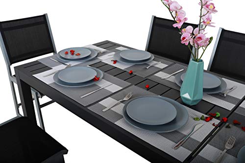 Aspecto antes de cena de conjunto con Mesa extensible de aluminio para jardín, 127-180 x 77 x 71,5 cm (Gris- Carbón). ChicreatMesa extensible de aluminio para jardín, 127-180 x 77 x 71,5 cm (Gris- Carbón). Chicreat. Detalle ambiente