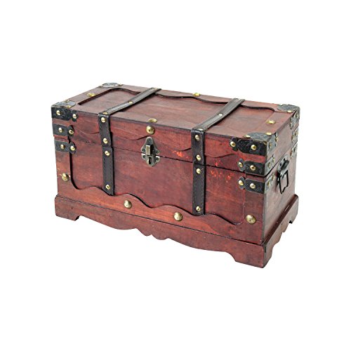 Cofre del Tesoro de Madera con Candado 40 x 19 x 22 cm Grande Modelo Francia. Vista general. 6400-140. HMF