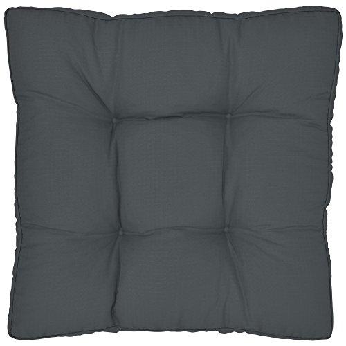 Vista cenital de Cojín para Muebles de jardín XLuna Lounge o sillas de Mimbre de Exterior con Asiento Grueso Acolchado Aprox. 40x40x10 cm Gris Grafito. Beautissu | maxjardin