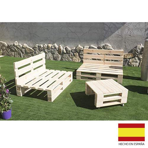 Conjunto 2X Sofá Palets 12Ox80 cm 1x Mesa 80x50 cm. Hecho en España. Lijado Y Cepillado -Interior/Exterior Nuevo-Natural. Vista genaral . Palets Talavera SL.