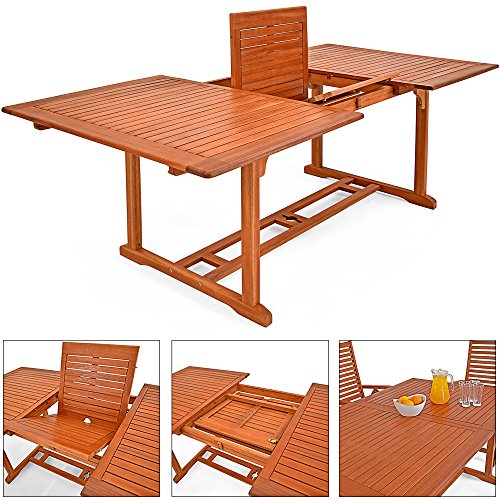 Secuencia de plegado de mesa de Conjunto de Muebles Unikko 6+1. Madera de eucalipto certificada FSC – Deuba | maxjardin