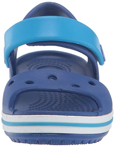 Vista frontal de Sandalias infantiles Crocs Unisex Azules (Cerulean Blue/Ocean), 19/20 EU. Crocband Sandal Kids