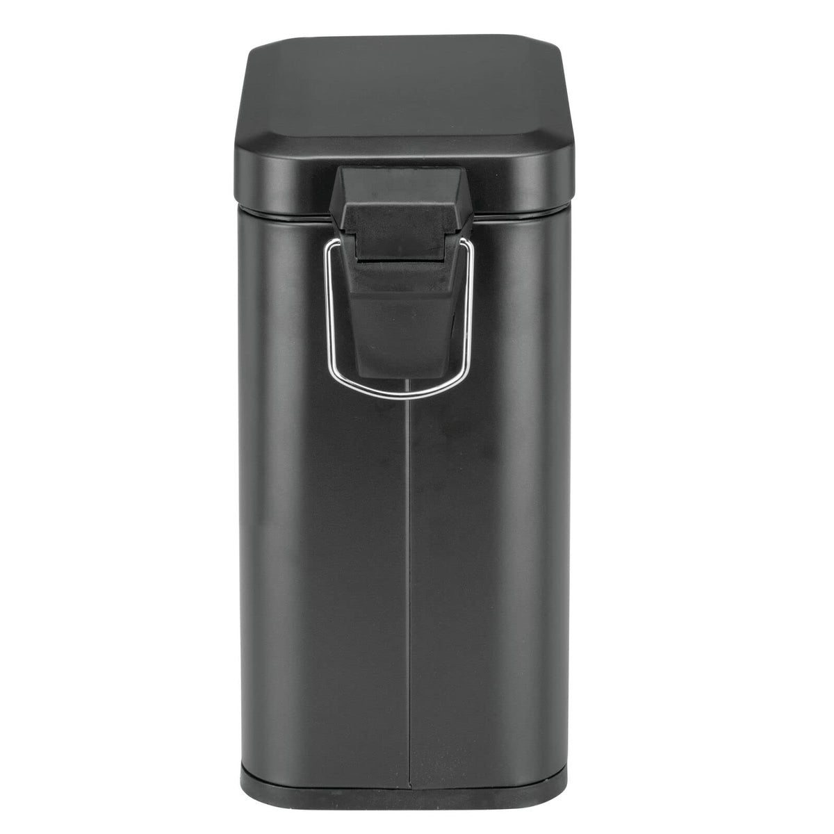 Vista frontal de Cubo papelera de basura negra para despacho, baño o cocina mDesign sobre fondo blanco