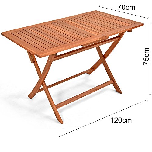 Medidas de mesa de Conjunto de Muebles de Madera de Acacia con Certificado FSC® de jardín 'Sydney Light' - Casaria | maxjardin